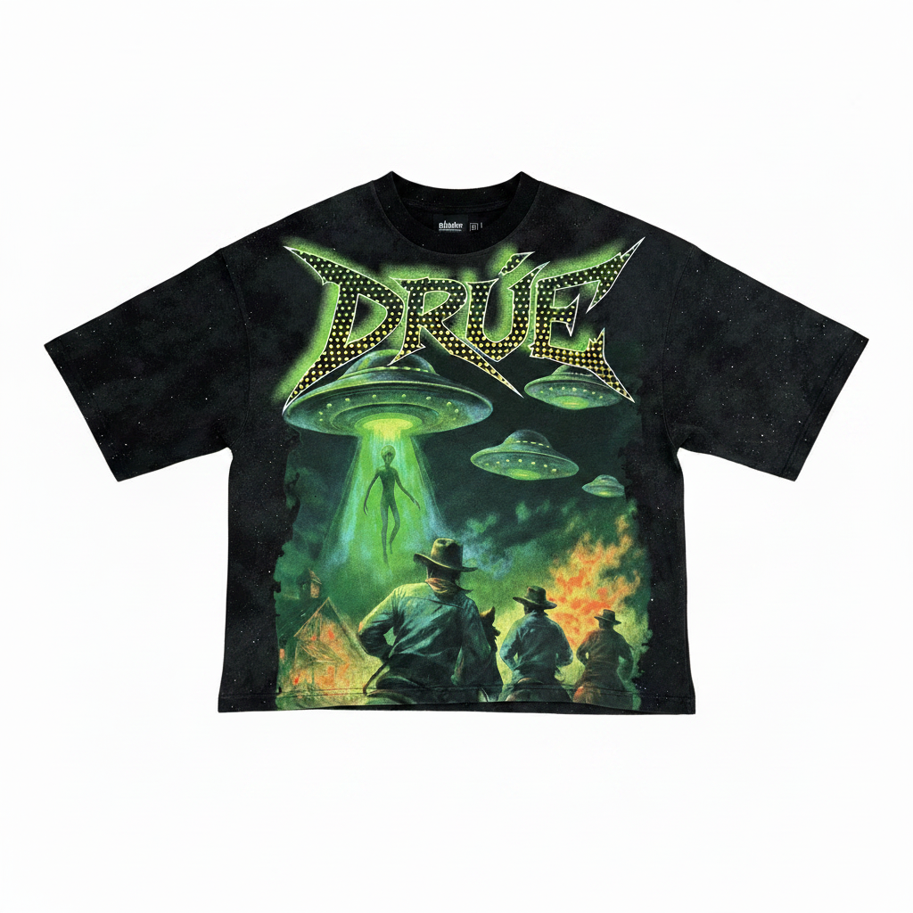 Drúe Alien Tee - Gun Logo Neckline Tag