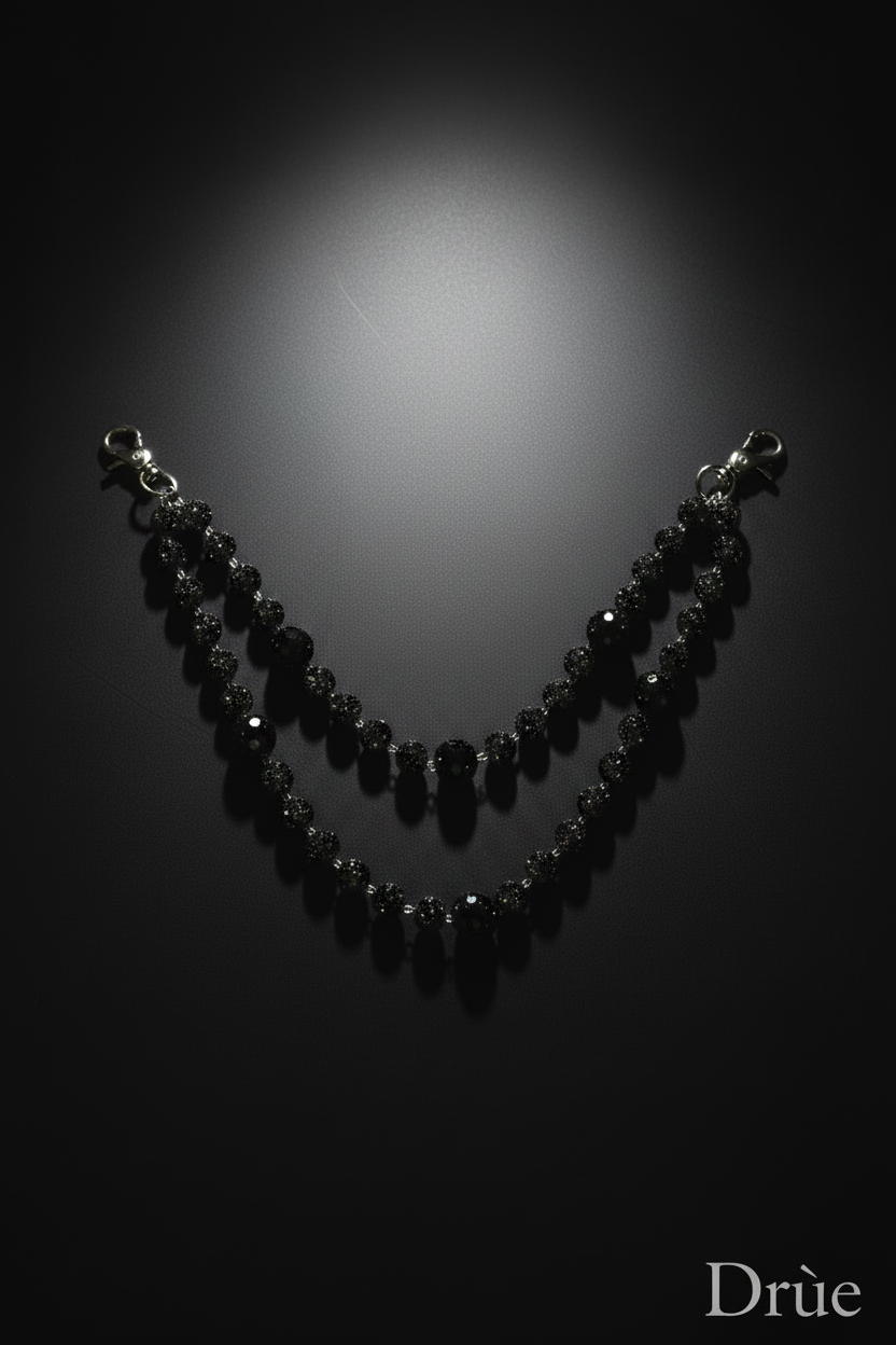 Drùe Black Bead Pocket Chain