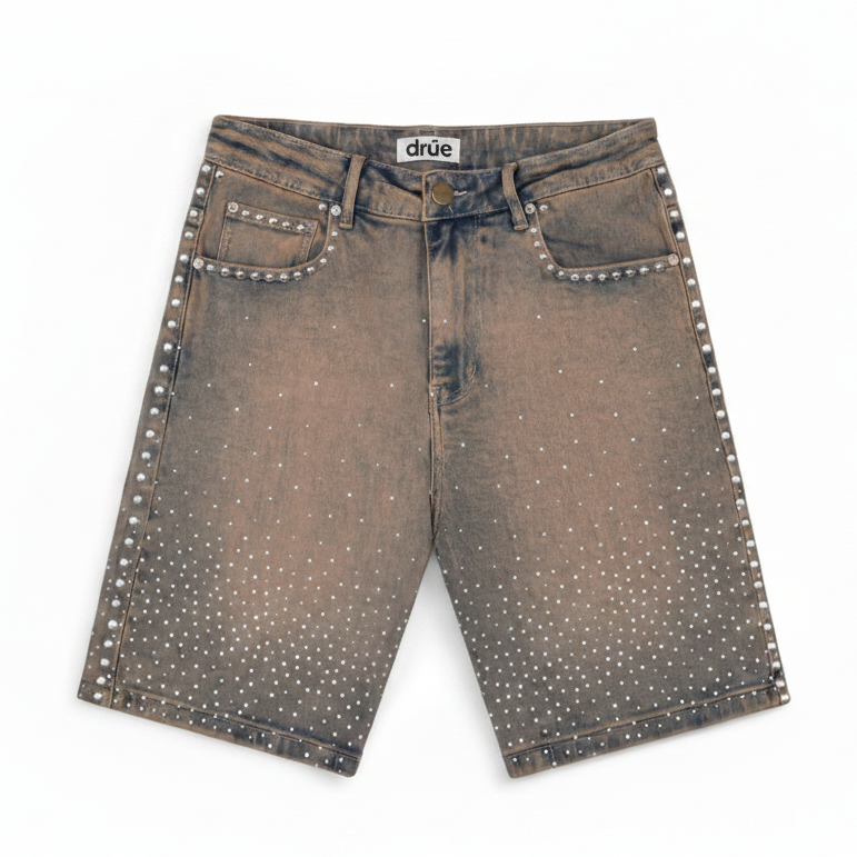 Drúe Denim Shorts with Custom Tag