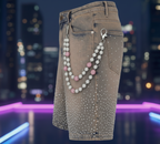 Rhinestone Shorts Side View with Pink Chain